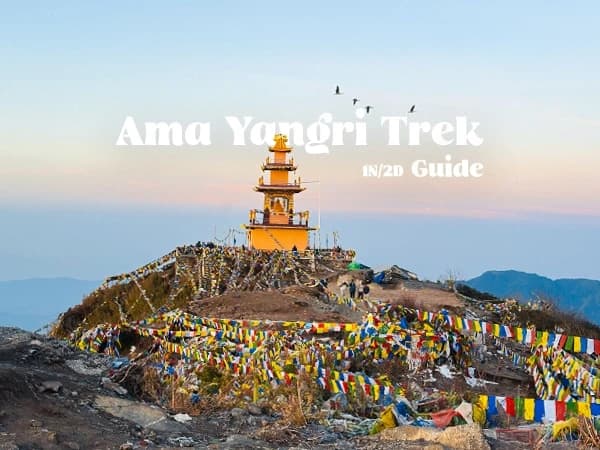 Trekkers hiking the Ama Yangri 1 night 2 days trail in Helambu with Himalayan sunrise views