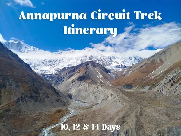 Annapurna Circuit trek itinerary blog thumbnail showing view near Yak kharka