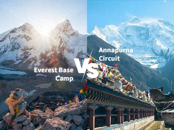 Trekking landscapes comparing Everest Base Camp and Annapurna Circuit routes