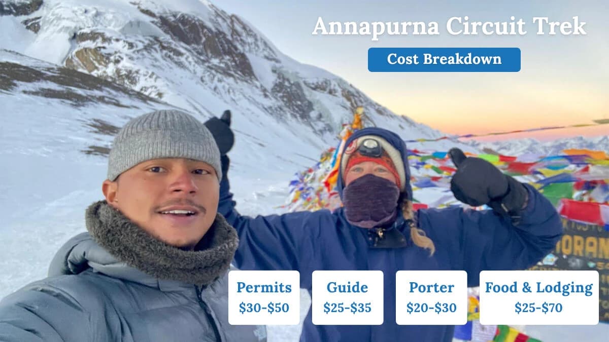 Annapurna Circuit trek cost breakdown including permit fees, guide and porter costs, accommodation, and food expenses in Nepal