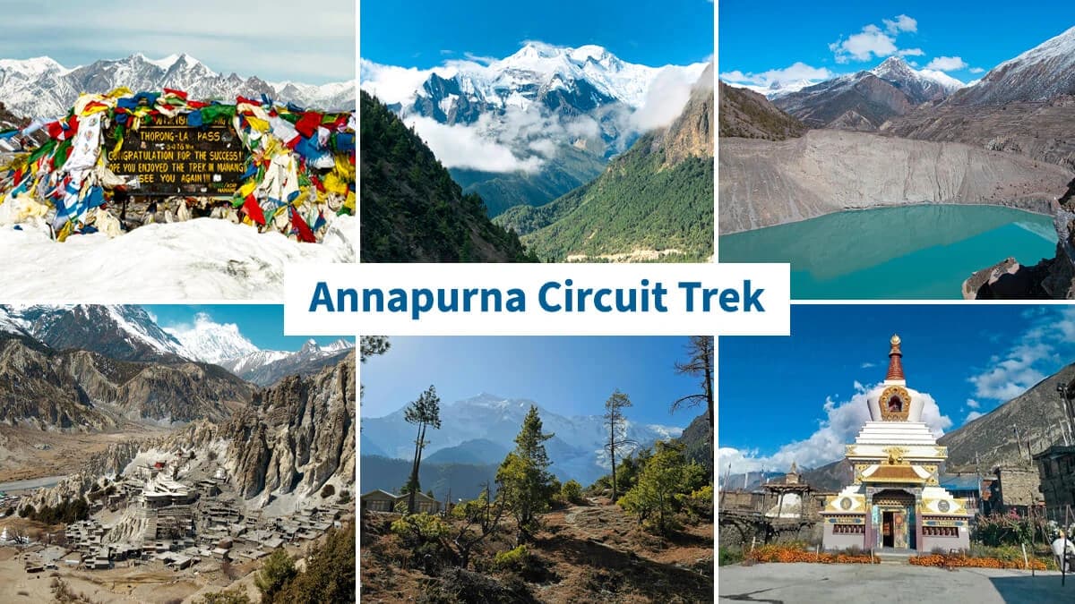 Collage of images from Annapurna Circuit Trek