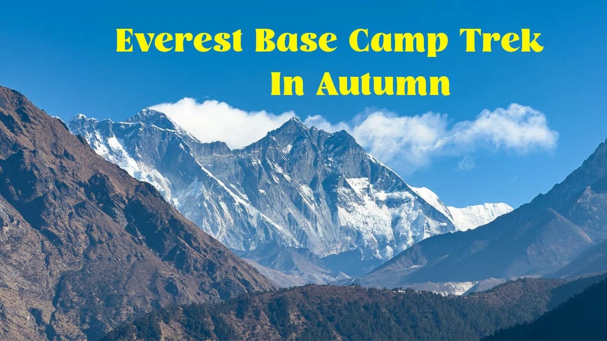 View from Everest View Point near Namche on Everest Base Camp Trek in Autumn