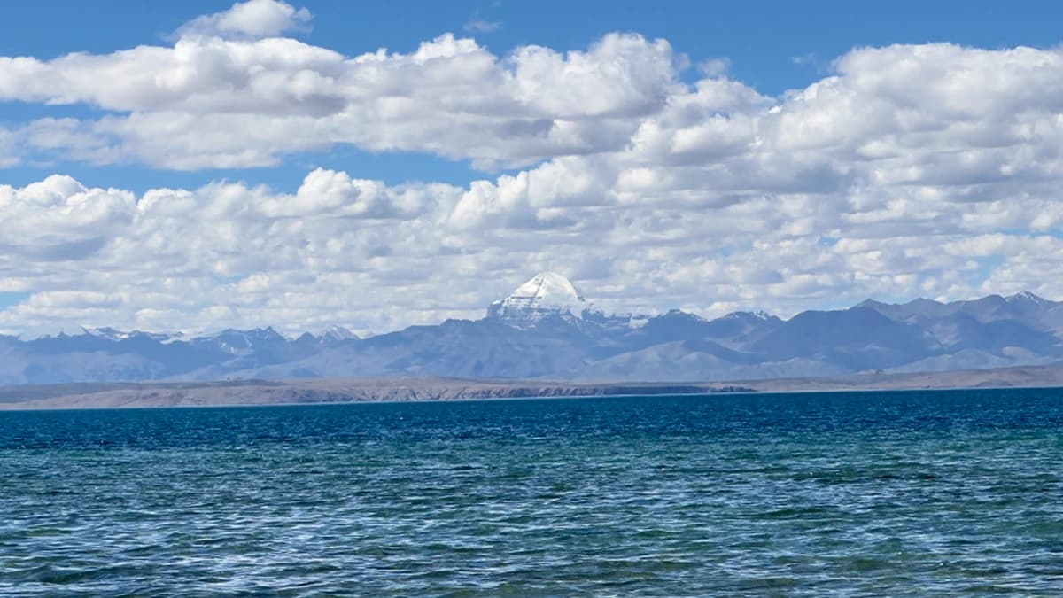 View of Kailash Parbat across the Manasarovar Lake