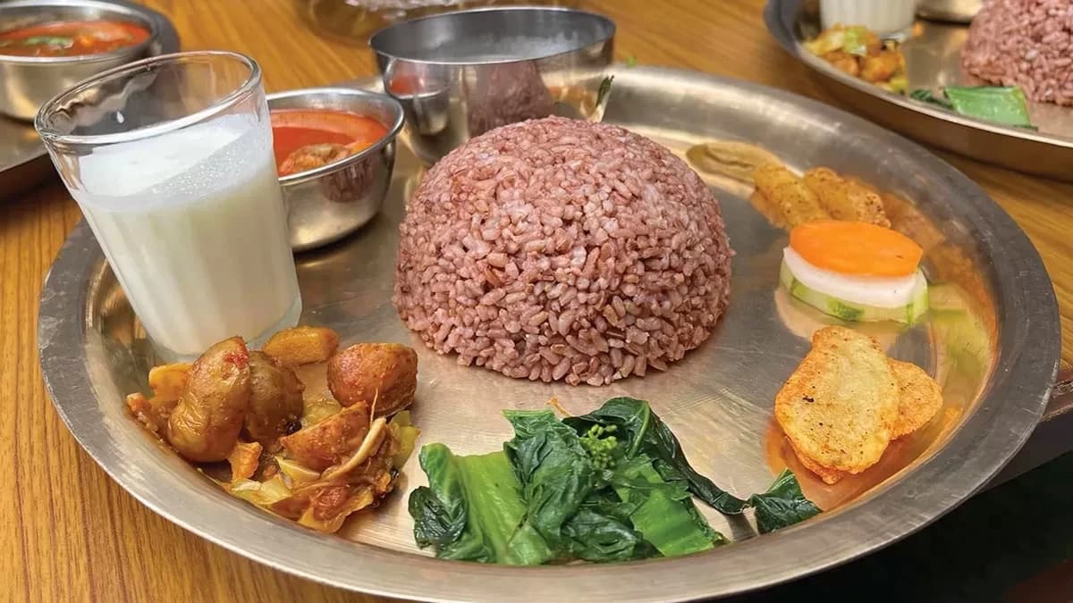 A local food of Jumla called Marsi Rice served in a plate