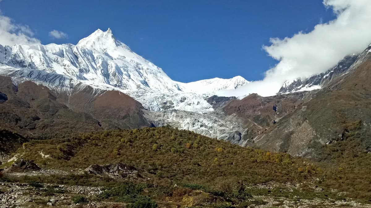 Mount Manaslu view, the 8,163 m eighth-highest peak in Nepal