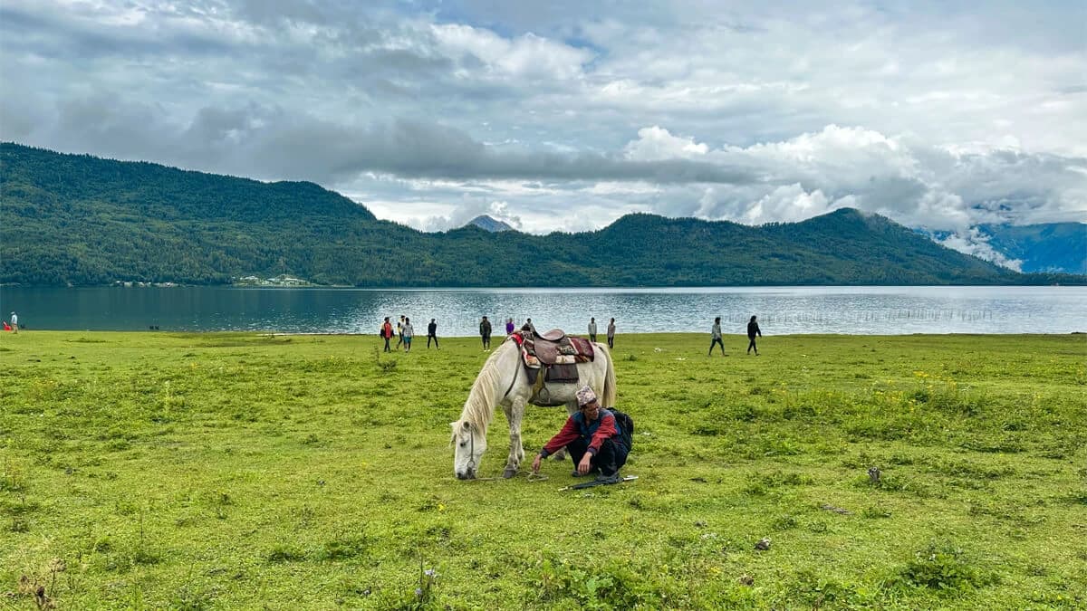 Maginificent Rara Lake and people exploring around it