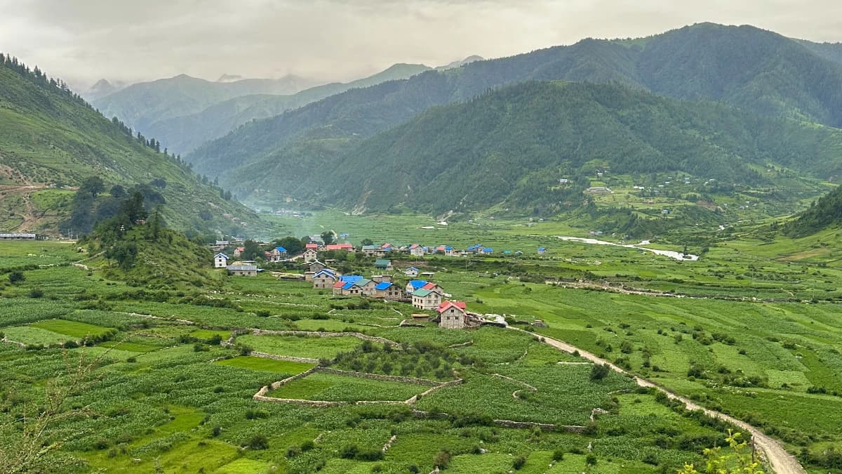 Beautiful houses surrounded by greenery in Talkot, Jumla