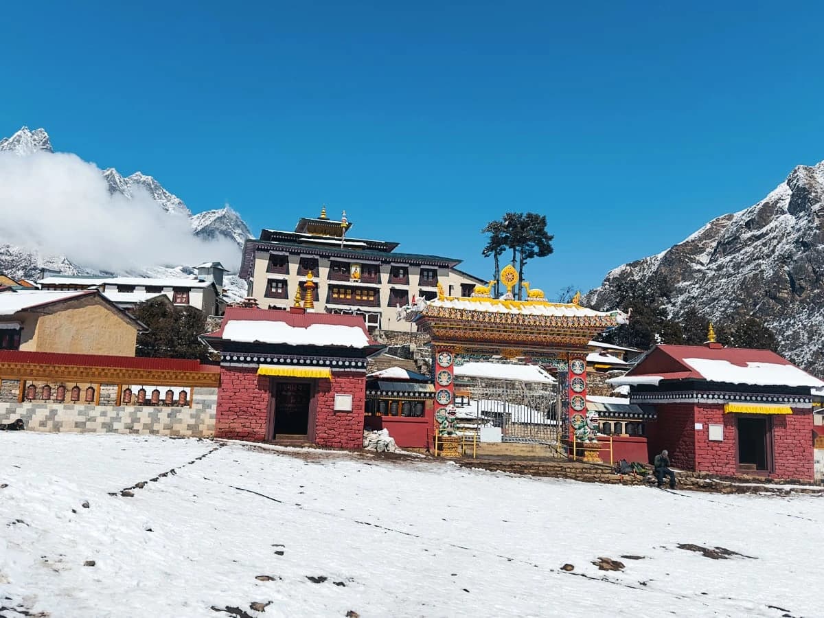 Tengboche Monastery with Himalayan mountain views, Nepal