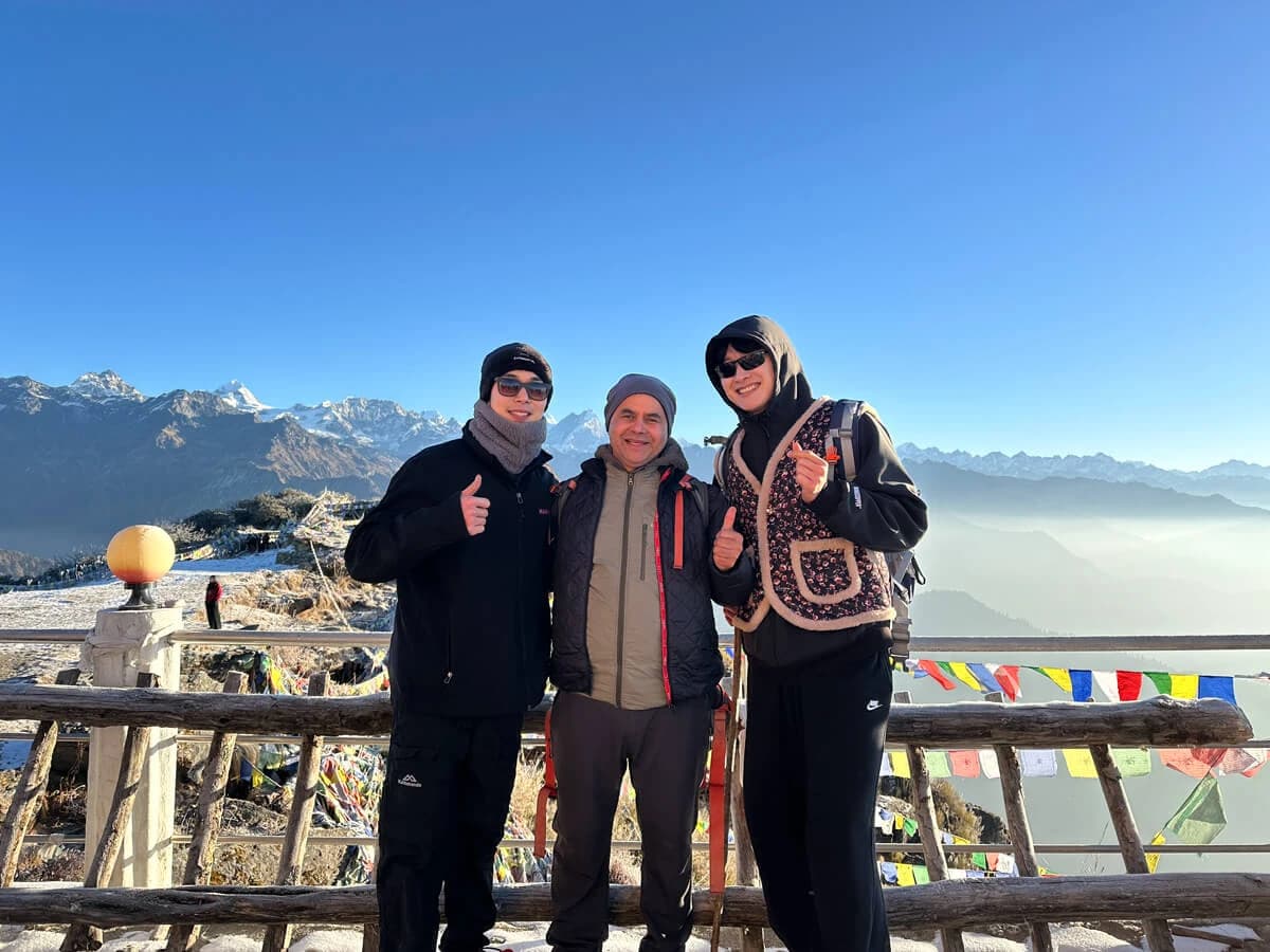 Trekkers at Ama Yangri Peak; Stunning Himalayan View