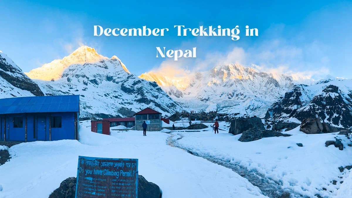 Annapurna Base Camp Covered in Snow during December Trekking