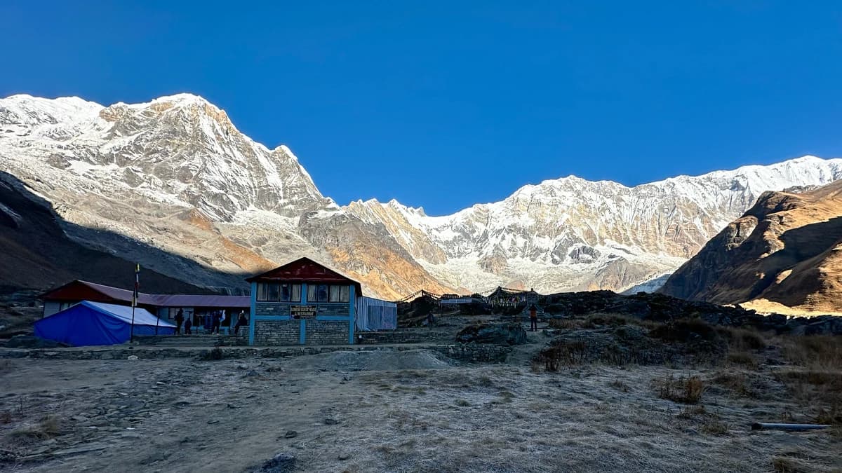 View of Anapurna Mountain Range from the Annapurna Base Camp