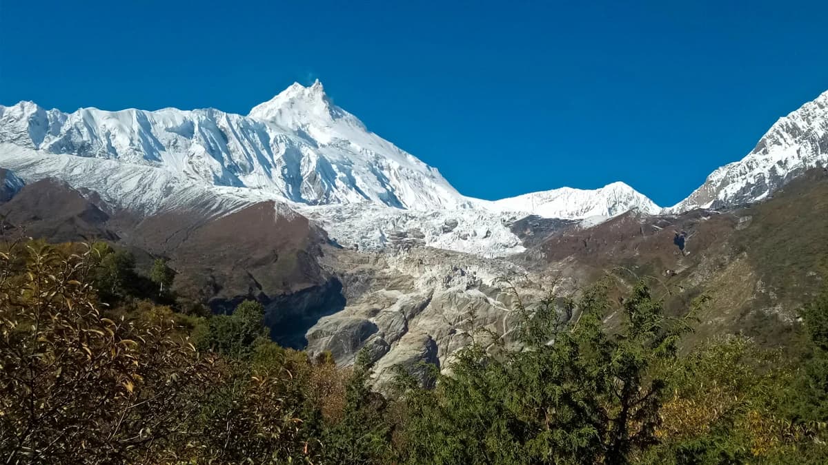 View of Mount Manaslu from Birendra Lake