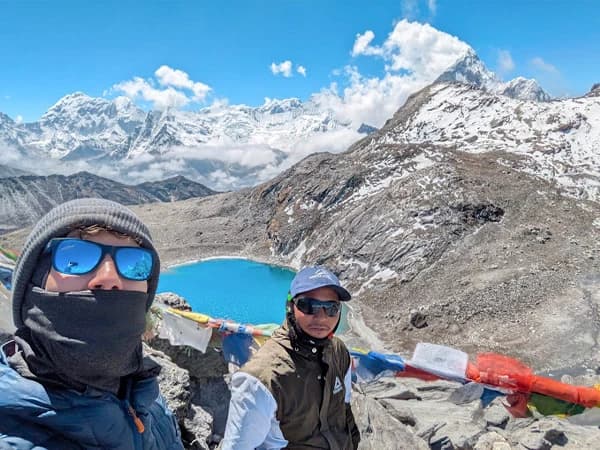 The view from Kongma La Pass (5,535 m) during three passes trek in Nepal