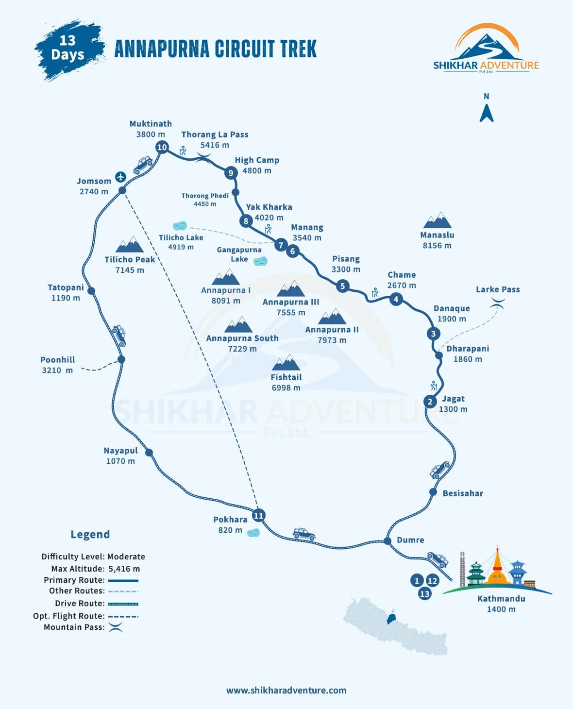 Annapurna Circuit Trek Route Map