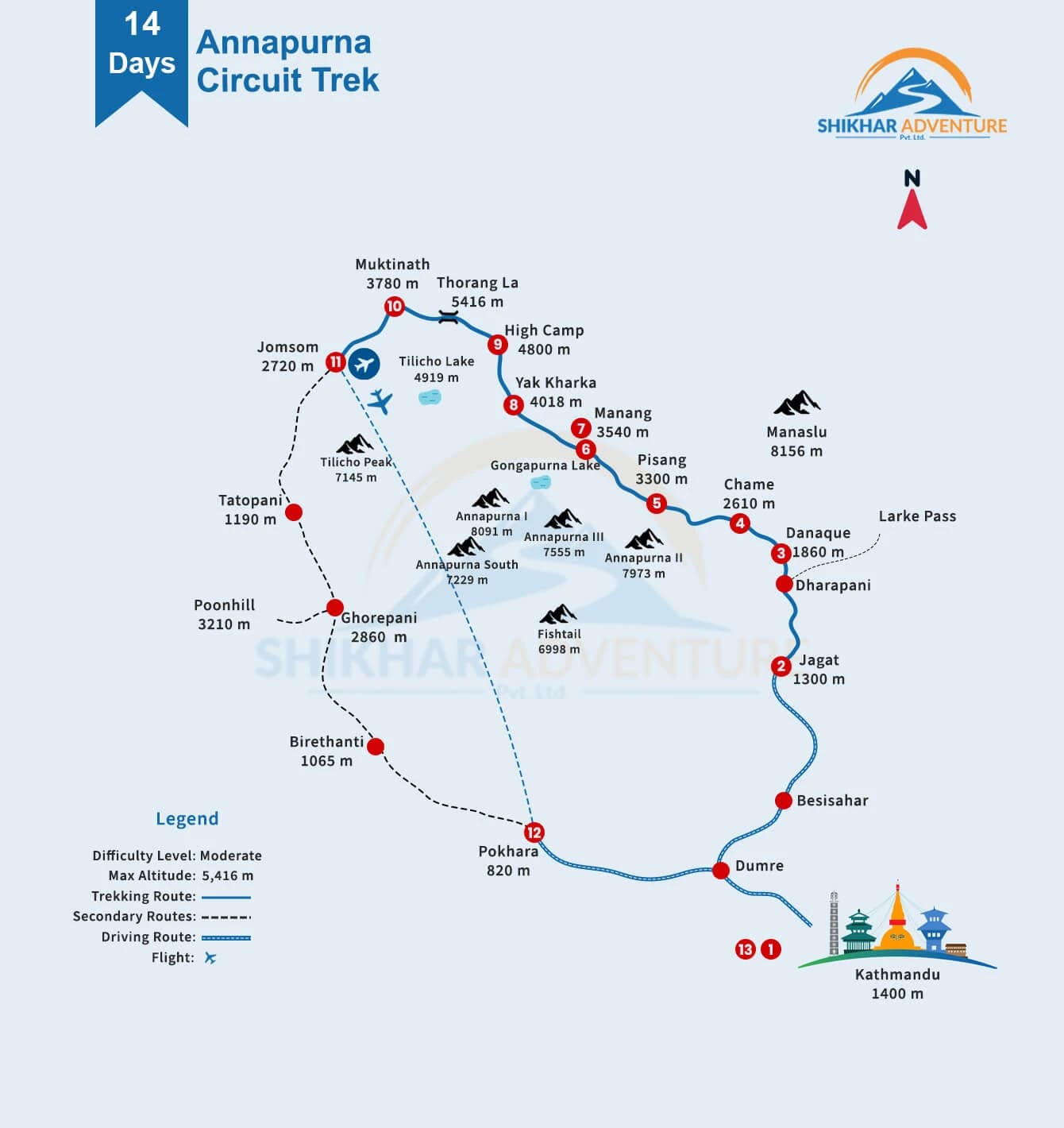 Annapurna Circuit Trek Route