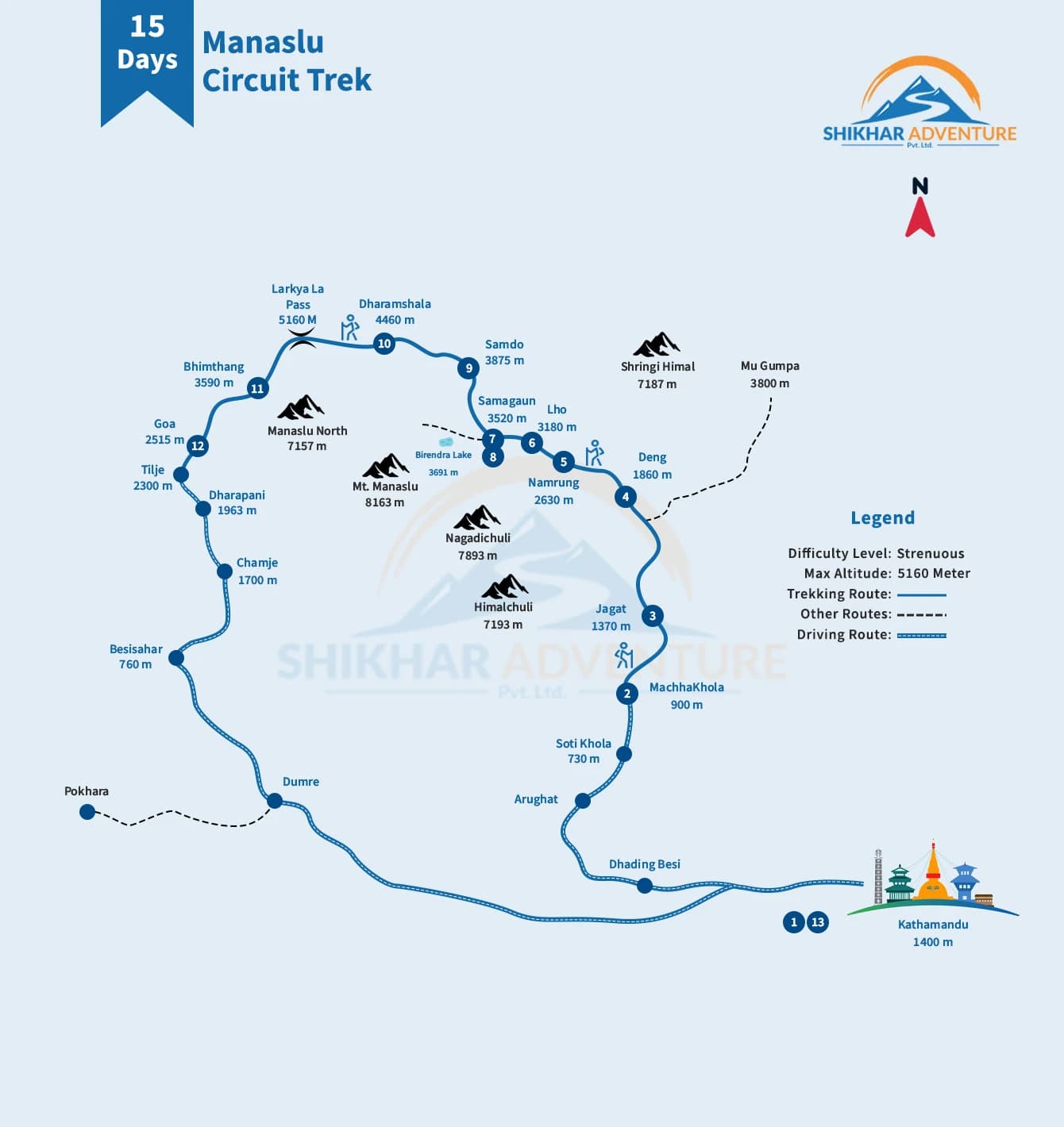 Manaslu Trek Map