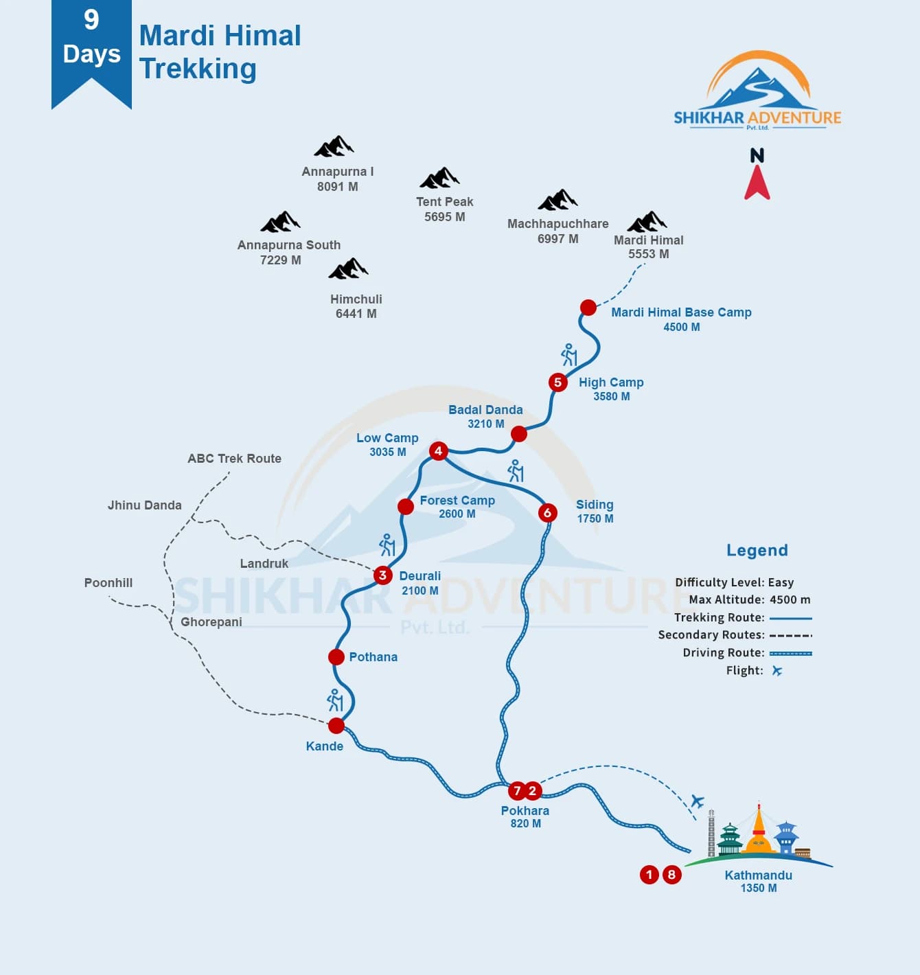 Mardi HImal Trek Map